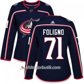 Dame Ishockey Columbus Blue Jackets Tröja Nick Foligno 71 Adidas 2017-2018 Marinblå Authentic